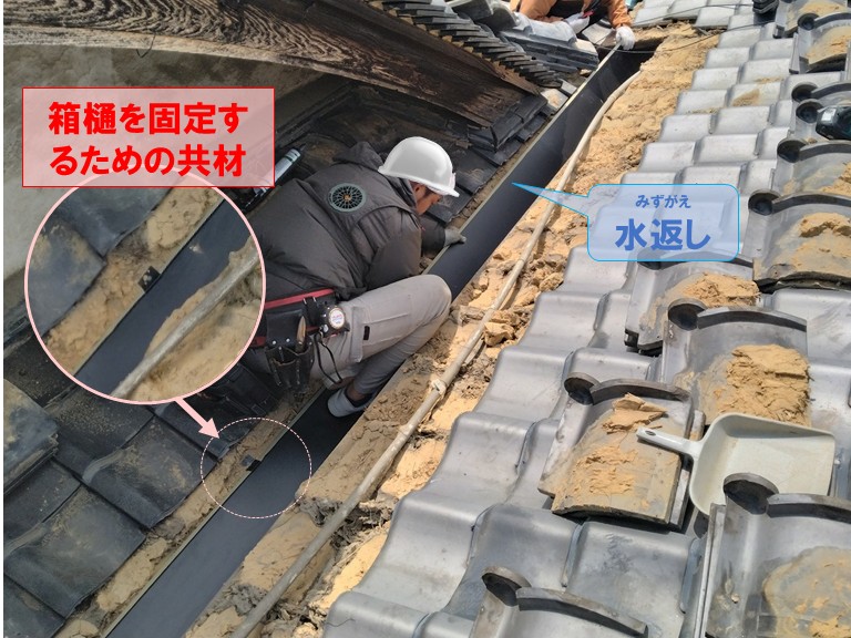 高石市　箱樋を固定するための共材・水返し